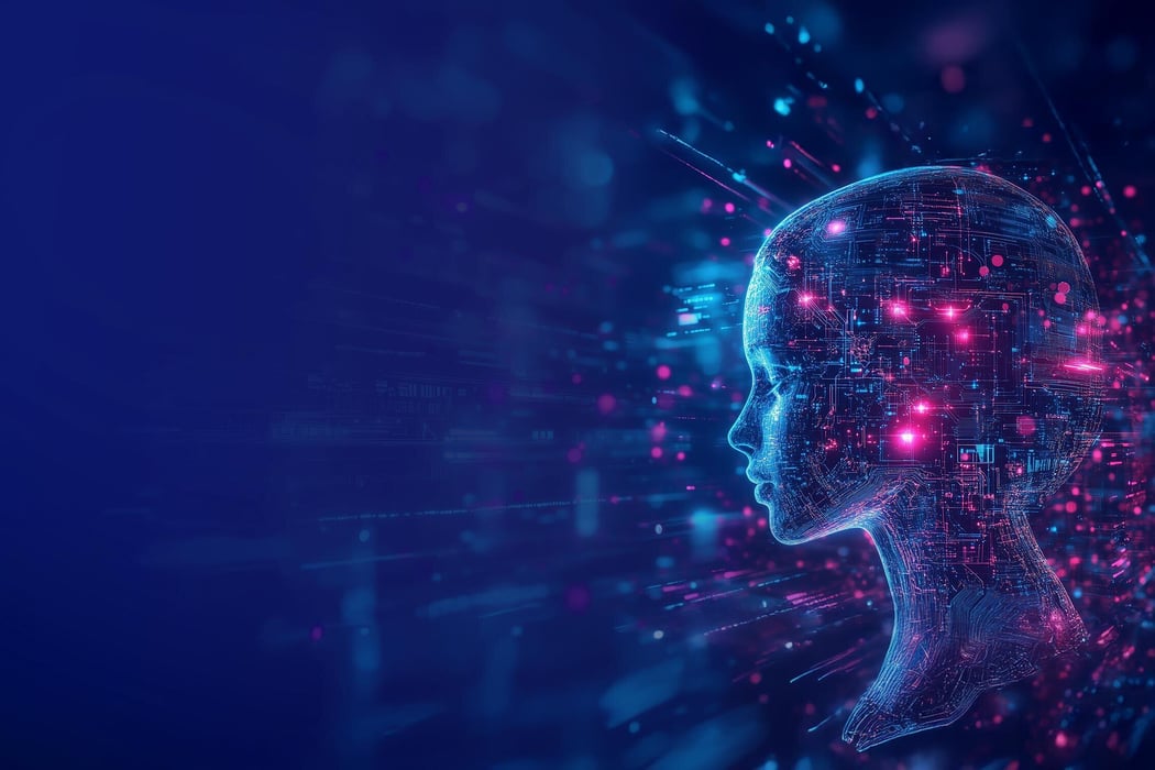 KI generated image of a woman in cyberspace